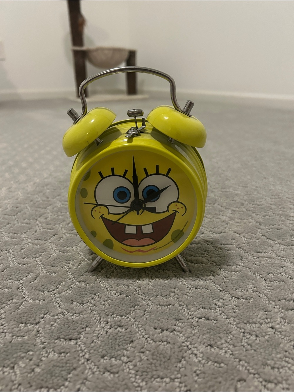Yellow SpongeBob Style Twin Bell Alarm Clock